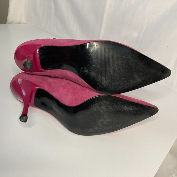 BCBG - Paris Vintage Style Pointed Toe Ankle Boots Size 9 Fuchsia Suede - Picture 8 of 9